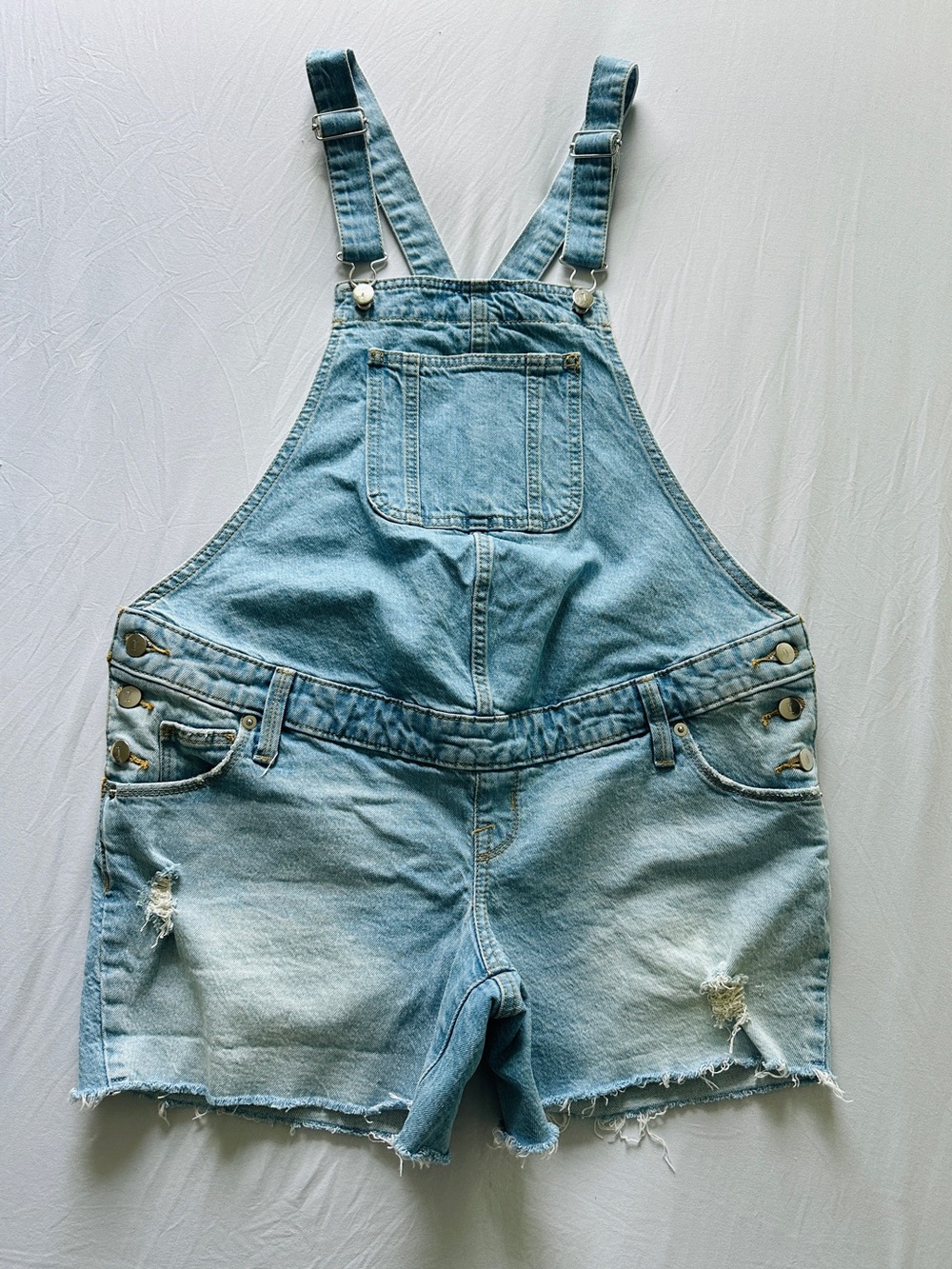 Isabel Maternity by Ingrid & Isabel Light Wash Denim Short Overalls